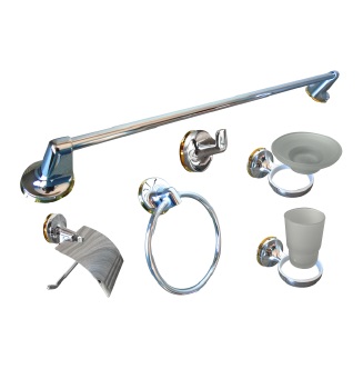 Kit de baño Cromado y Dorado